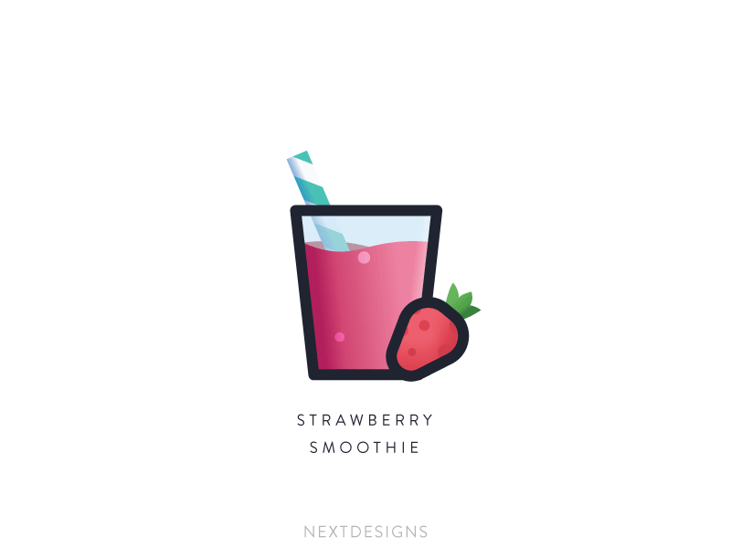 Strawberry Smoothie beverage debute drink flat flat design food and beverage food and drink icon illustration illustrator india juice logo playoff playoffs process smoothie strawberry summer vector