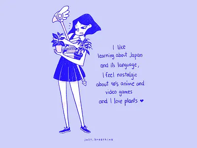 likes anime cartoon character character design drawing illustration japan pastel pastel colors plants portrait self portrait video games