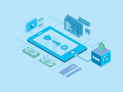 Save Your Money bank block chain illustration isometric isometric art isometric design money ui vector