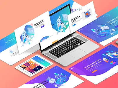 Isometric Website Mockup isometric isometric animation isometric mockup landing page mockup bundle mockup design website mockup website presentation