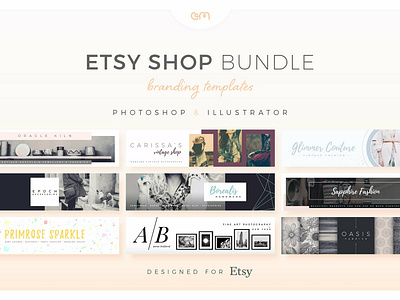 Am Studio Etsy Shop Bundle banner ads banner design branding colour palette creative design etsy etsy shop logo marketing premade logo scene creator template template builder