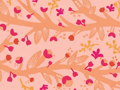 Vines flower illustration nature orange pattern pink red texture vine warm