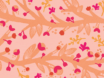 Vines flower illustration nature orange pattern pink red texture vine warm