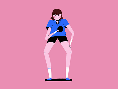 Table Tennis Player 2d art blue character design digital drawing girl graphic desgin illustration illustrator photoshop sport table tennis vector