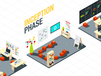 Isometric Office drawing illustration infographic isometric office