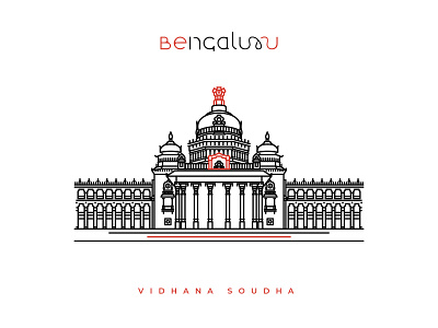 Vidhana Soudha bangalore bengaluru design flat icon illustration illustrator line art logo poster vector