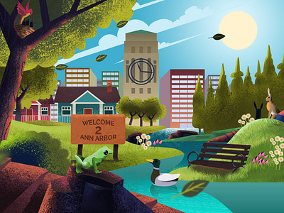 Ann Arbor Landscape art cartoon concept art conceptart creative agency design draft illustration illustration for children landscape landscape illustration sketch sublime studio sublimestudio vector vector artwork vector landscape