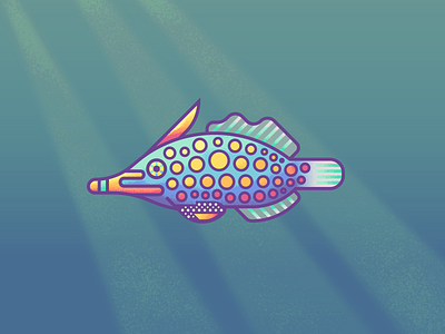 Orange Spotted Filefish Revisit: Texture colorful fish fishes illustration ocean salt water texture tropical