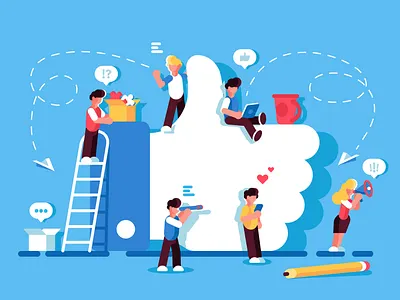 Social media character chat design facebook feedback flat follow heart illustration instagram internet like messenger mobile network people phone post smartphone vector