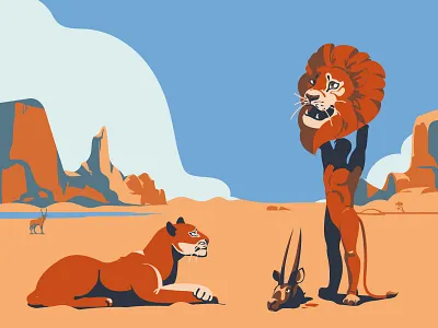 Hunter africa animal art artwork desert design digitalart digitalillustration drawing ecology graphics illustration illustrator lion man poster rocks safari vector wild
