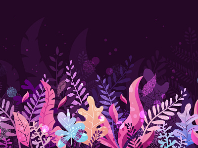 floral background botanical bright colours flat flowers gradien illustration nature night plant purple textured vibrant violet