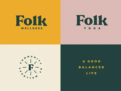 Folk Wellness badge branding colors fitness health logo typography wellness yoga