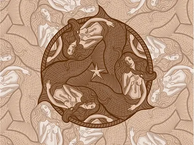 Mermaid tessellation illustration mathart tessellation vector