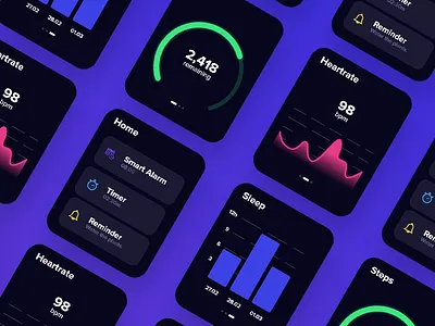 Smart Watch Practice app chart dark design digital gradient health running ui ux watch