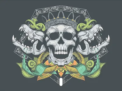 Skull In forest amazing logo art bones clasic displace floral floral art icon illustrattion logo ornament skull art symbol tshirt art tshirt graphics vector vector art