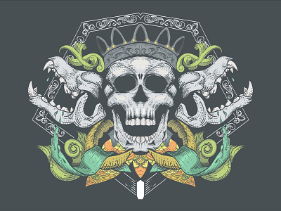 Skull In forest amazing logo art bones clasic displace floral floral art icon illustrattion logo ornament skull art symbol tshirt art tshirt graphics vector vector art