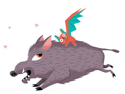 Express Boar-der: When Your Ride is a Little Too Wild! animal illustration digital art kid lit illustration