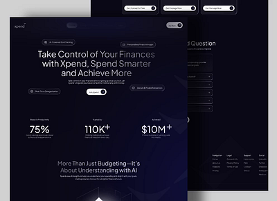 Xpend - Startup Finance Technology Landing Page Website Design ai animation artificial intelligence automation corporate financial fintech homepage landing page machine learning minimalist modern professional saas simple startup ui ux web design website