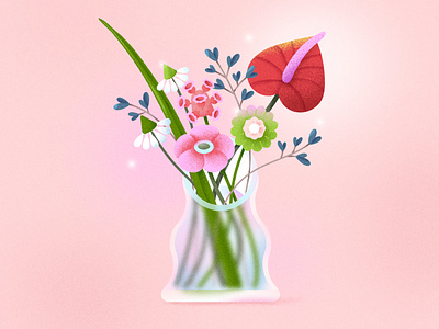 Flower Bouquet bouquet flat illustration flower illustration illustrator red spring