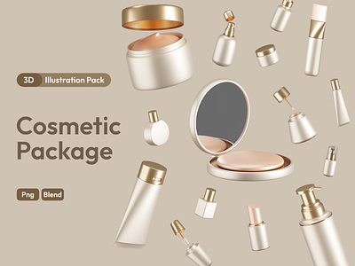 Cosmetic 3D Render Illustration Mockup 3d 3d design branding clean cosmetic gold graphic design icon mockup packaging product render ui