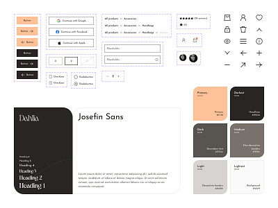 Josefine — Components buttons color color palette components ecommerce fashion forms icons store typography ui design web design webdesign website