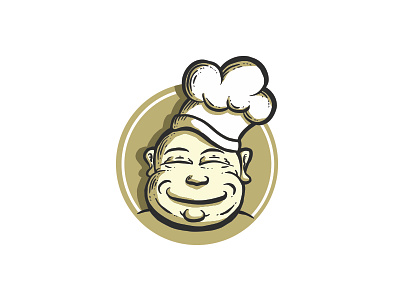 Happy Chef - logo concept branding cartoon chef chefs hat cook cute emblem icon illustration logo logo design mascot positive