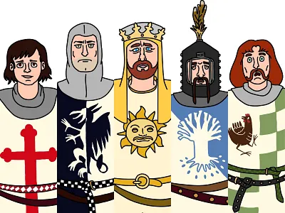 Knights of the Round Table camelot cartoon design fan art fanart holy grail illustration king king arthur knight knights knights of the round table lancelot medieval monty python vector