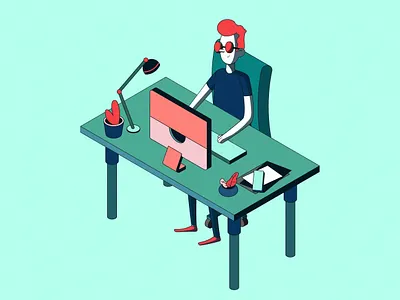 Workin' days design flat home page illustration isometric landing page minimal ui uiux vector website