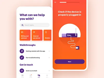Support and Troubleshooting app customer support help illustration iphone x mobile support technician telecom telecommunication troubleshooting ui ux walkthrough