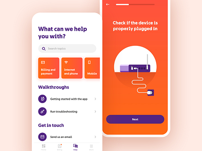 Support and Troubleshooting app customer support help illustration iphone x mobile support technician telecom telecommunication troubleshooting ui ux walkthrough