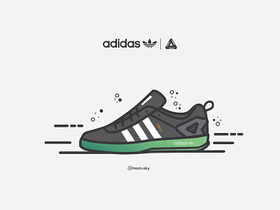 Adidas Fairfax x Palace Black flat design icon illustration sneakers vector