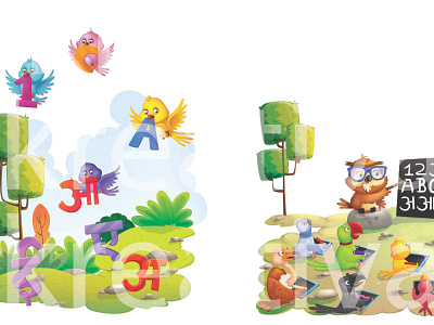 All In One 3 2dcartoon animation branding childrensbookillustration design fun time illustration illustration art kidsart logo ui