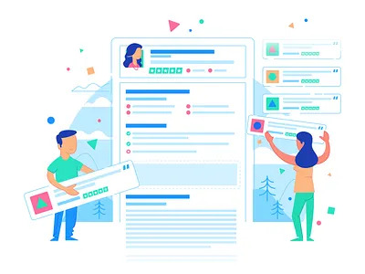 Illustration | TrustRadius Illustration Style Discovery color colorful comments design ecommerce ecommerce business exploration freelance fun illustration illustrator reviews style style discovery vector