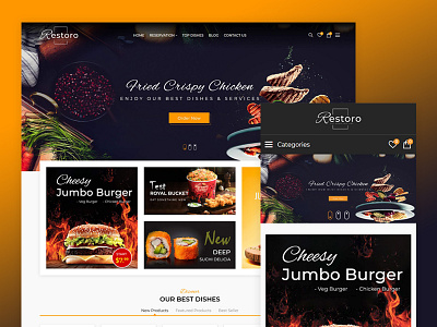 Restoro Food Store burger cafe clean cuisine design ecommerce food grocery minimal responsive restaurant shopping ui ux