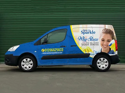 Spray 'n' Sparkle Van Wrap car car wrap clean design illustration services van sparkle van van cover van wrap