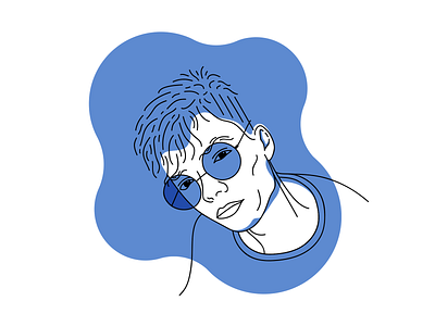 Self Portrait - Illustration art blue clean color combination glasses illustration line portrait self vector