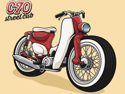 Streetcub Red Classic antique chopper clasic classic drive duck japan motor motorbike motorcycle old red retro ride speed style transportation vintage wheel white
