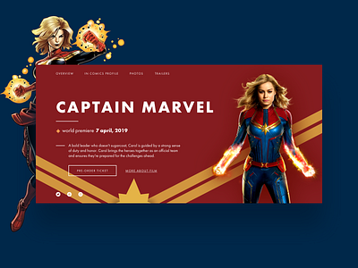 Captain Marvel captian marvel design heroscreen landing landing design mainpage marvel minimal minimalism movie red ui ux web