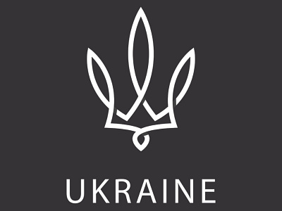 Emblem of Ukraine design black design emblem line linear logo minimal monogram national shape simple trident typography ukraine vector white