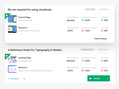 Split Test Cards app cards dashboard interface simple ui ux webapp