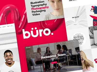 Büro agency portfolio blod creative design designer freelance portfolio multipurpose portfolio red ul ux web design wordpress