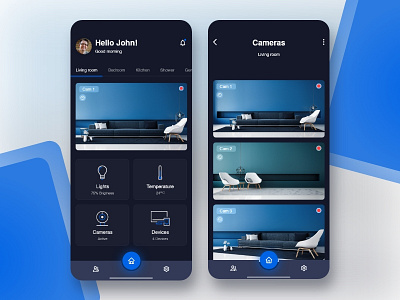 Homely - Smart home app app app branding app design application arthome blue branding cam control dark design home homely icons s smart ui ui ux