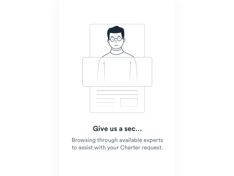 Example of Loading animation - Finding the expert to assit