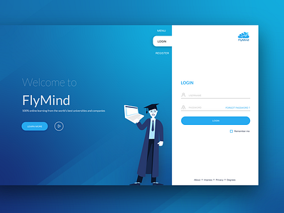 FlyMind landing page clean app design clean app landing css html illustration landing responcive ui ux vector web app design webdesign