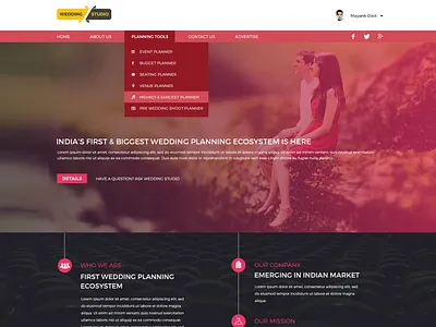 Concept idea for wedding web portal branding design ui ux