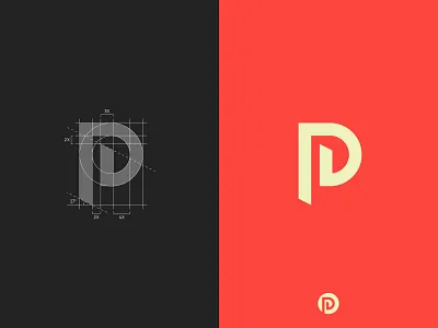 Letter P Logo geometric modern geometry letter p logo design monogram letters logos red and yellow simple minimal minimalist modern