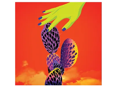 Digital illustration cactus clouds color digital gradients humans illustration surrealism texture