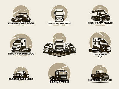 cars and trucks vector set car design illustration logo retro silhouette truck vector