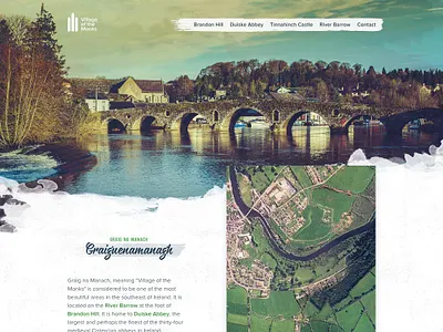 villageofthemonks.com abbey bridge brush church design header ireland kilkenny landing page texture typogaphy watercolor webdesign website