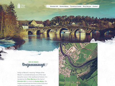 villageofthemonks.com abbey bridge brush church design header ireland kilkenny landing page texture typogaphy watercolor webdesign website